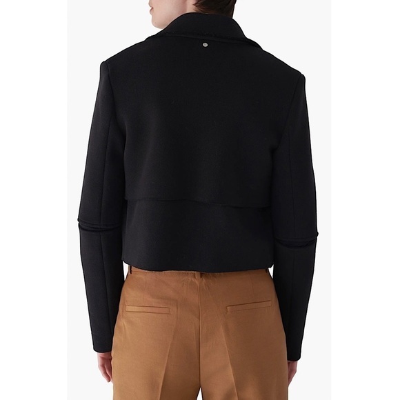 SOSKEN Storm Flap Texture Knit Cutout Detail Cropped Trench Blazer Moto Jacket M - Picture 5 of 8